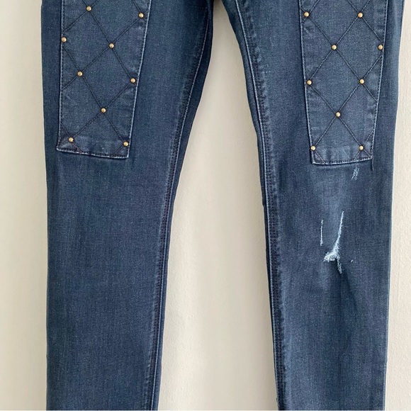 Express Denim Studded Distressed Leggings Size 4 - Picture 3 of 6